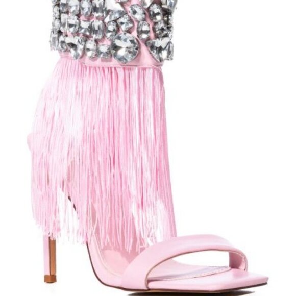 AZALEA WANG "THE RHINESTONE DRAPED TASSEL SANDAL" IN PINK (BRAND NEW !!!!!!!!! - Picture 4 of 7